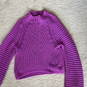 Slouchy bell sleeve free people small magenta sweater